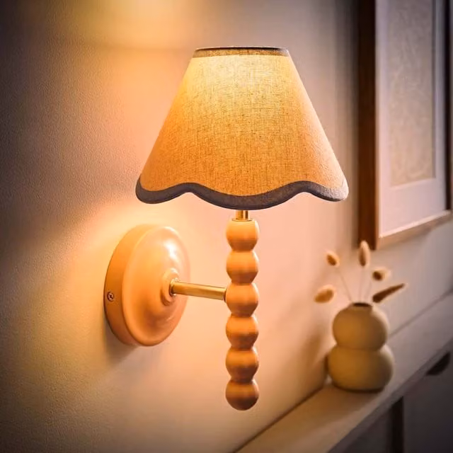 ValueLights Bobbins Rose Wall Light with Trim Scallop Shade in Blue