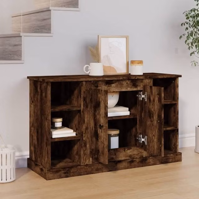 Berkfield Home Smoked Oak Sideboard in Brown, W/D/H: 100 x 35.5 x 60 cm