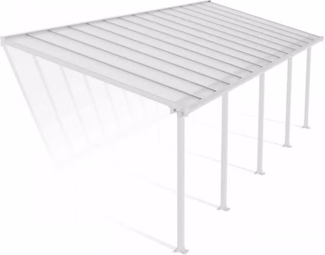 Palram Olympia Lean-to Patio Cover, White and Transparent Polycarbonate, W: 300 cm, H: 305 cm, L: 860 cm