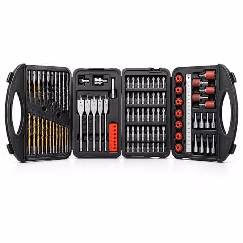 MYLEK 118 Piece HSS Drill and Screwdriver Bit Set in Black