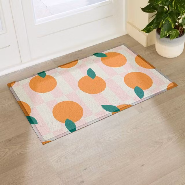 Artsy Mats Elizabeth Olwen Oranges Indoor/Outdoor Doormat, Multicolour, W/D/H: 90 x 60 cm