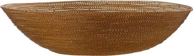 Orsina Hege Round Metal Decorative Bowl, Gold, W: 35.0 cm, D: 35.0 cm, H: 5.0 cm