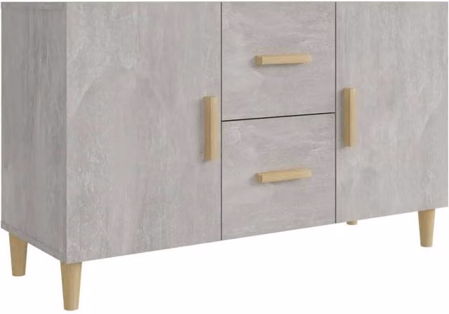 Berkfield Home Sideboard in Concrete Grey, W/D/H: 100 x 36 x 60 cm