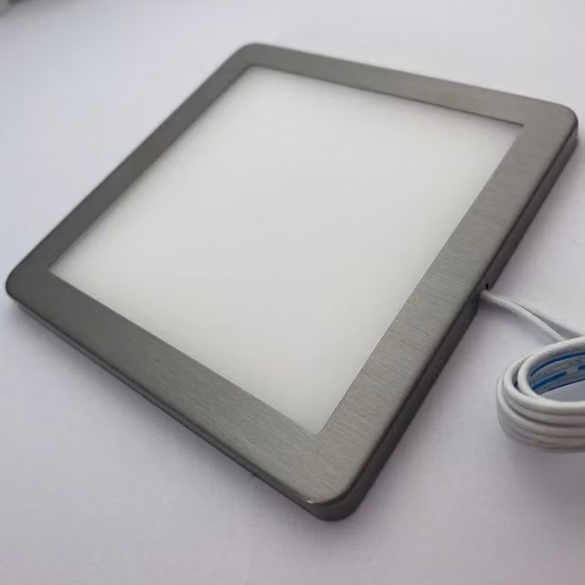 Loops 6x Ultra-Slim Square Under Cabinet Kitchen LED Light and Driver Kit in Brushed Nickel with Warm White Diffused Light