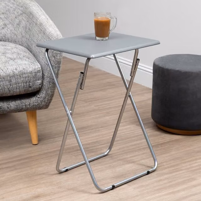 Orsina Folding Snack and Laptop Table by Maison by Premier in Grey, Green and Silver, W/D/H: 50.0 x 38.0 x 66.0 cm