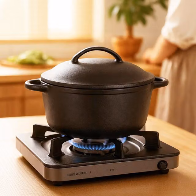 Toque Uncoated Cast Iron Casserole Dish with Lid, Black, 11.0 l