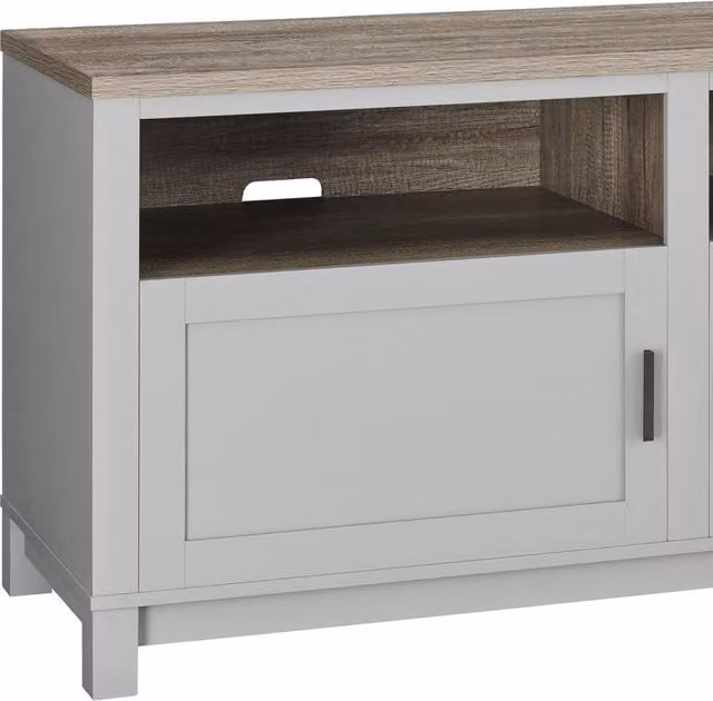 Carver Modern TV Stand with Media Storage in Grey and Black