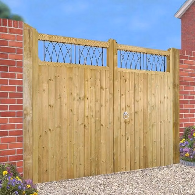 Burbage Iron Craft Windsor Tall Double Driveway Gate in Brown, W: 360 cm, H: 180 cm