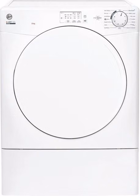 Hoover HLE V9LF-80 White 9kg Vented Freestanding Front Loader Dryer with App Control and End Time Delay, Energy Rating C