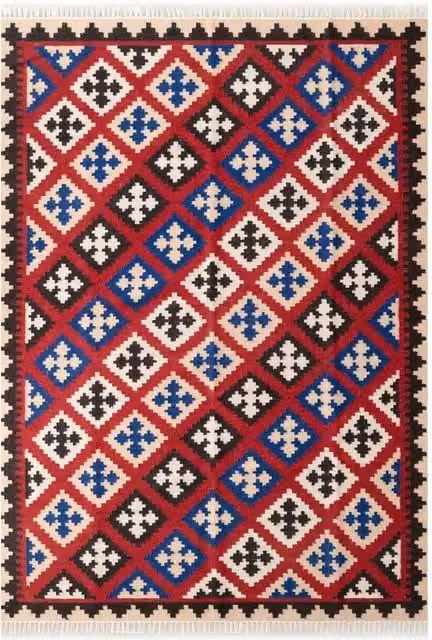 THE RUGS Kamal Kelim Vintage Design Handwoven Wool and Cotton Reversible Flat Weave Rug, Multicolour, W: 120 cm, L: 170 cm
