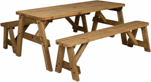 Arbor Garden Solutions Victoria Wooden Picnic Bench and Table Set in Rustic Brown