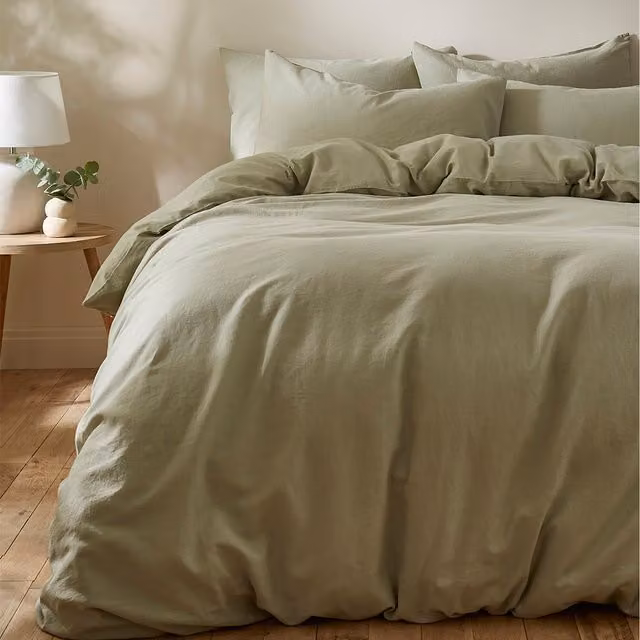Martex Touch of Linen Duvet Cover Set, Pistachio Green, 90 x 200 cm