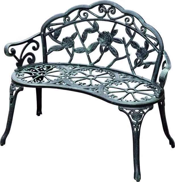 Outsunny Antique Rose Style Powder Coated Aluminium Garden Bench in Green