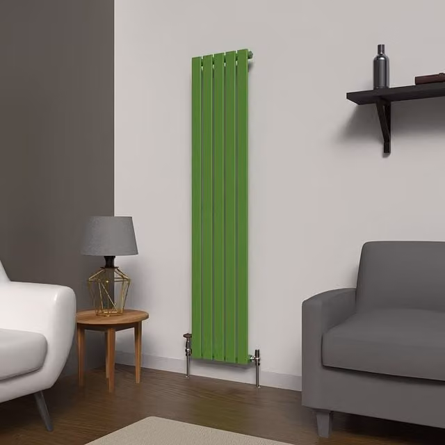 Lux Heat Flat Coloured Vertical Radiator in Apple Green, H 160 cm x W 35 cm