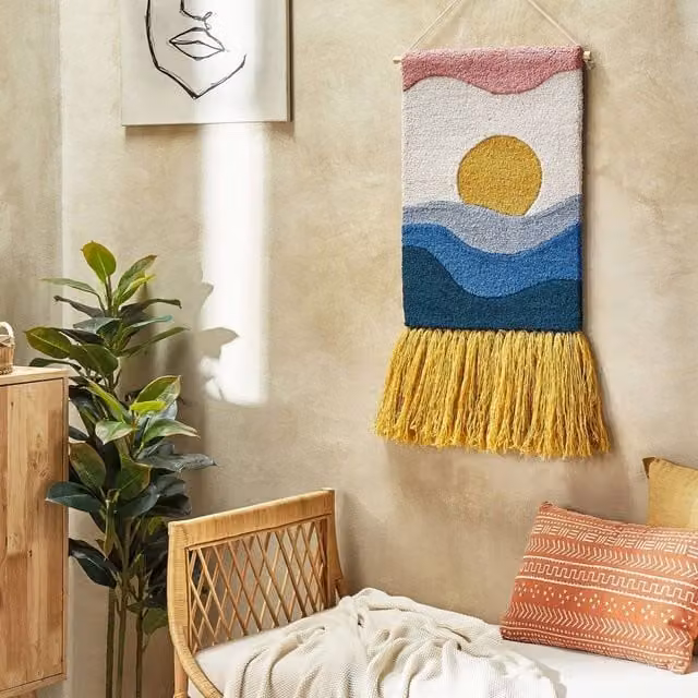 Wyld and Coco Multicolour Handwoven Boho Textile Wall Hanging, W: 46 cm, H: 108 cm