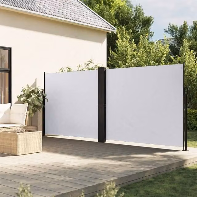Berkfield Home Retractable Side Awning in White Polyester, W/H: 1200 x 180 cm