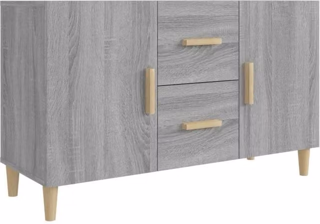Berkfield Home Grey Sonoma Sideboard in Engineered Wood, W/D/H: 100 x 36 x 60 cm