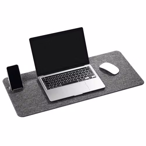 Durable Effect Soft Felt Desk Mat in Grey, W: 70 cm, D: 33 cm