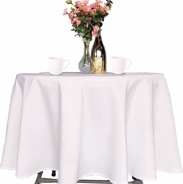 Trimming Shop Plain White Linen and Polyester Square Tablecloth for Weddings