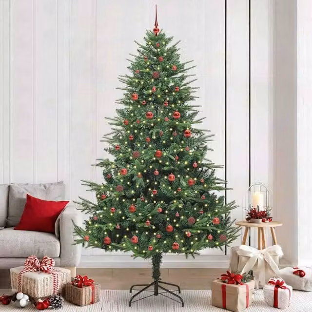 Berkfield Home Pre-lit Artificial Christmas Tree with Ball Set, Green, Height: 240 cm
