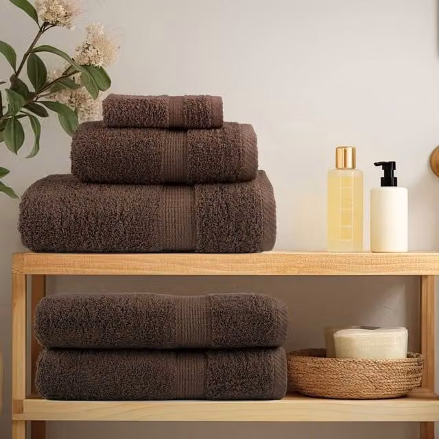 Berkfield Home SOLUND Premium Cotton Terry Towel Set, 10 Pieces, Brown, W: 100 cm x L: 200 cm, 600gsm