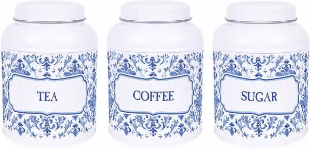 Purely Home Oriental Ink Hot Chocolate Canister with Domed Lid in Blue and White Metal