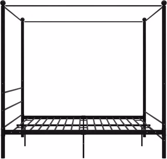 Berkfield Home Durable Metal Canopy Bed Frame, Black, W/D/H: 200 x 200 x 206 cm