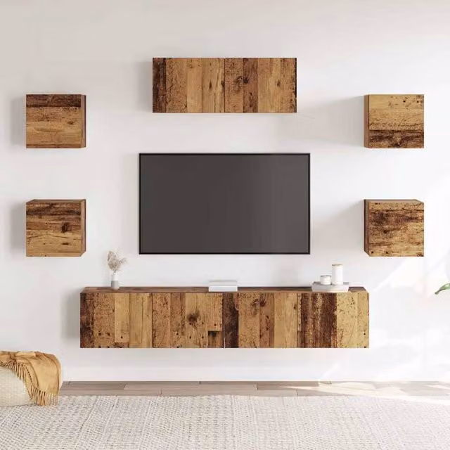 Berkfield Home Classic 5 Piece Wall-Mounted TV Cabinet Set in Brown Wood