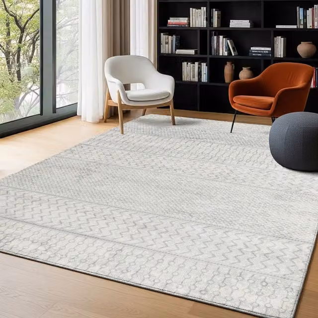 Livabliss Monaco Geometric Rug in Grey and Silver, W: 80 cm, L: 220 cm