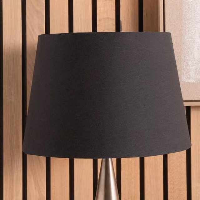 Pacific Lifestyle Modern Black Fabric Cone Lampshade for Table and Floor Lamps, Diameter: 40 cm