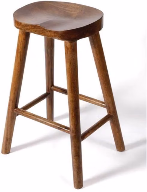 Elm Home And Garden Solid Mango Wood Breakfast Bar Stool in Dark Brown, W/D/H: 38 x 38 x 68 cm