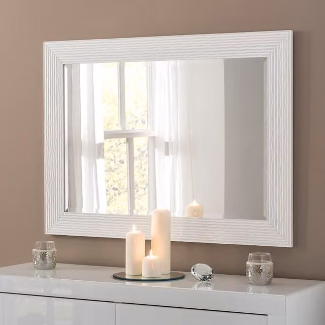 Yearn Organic Wave Framed Hanging Mirror in White, 62 cm