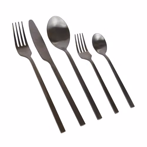 Argon Tableware 40 Piece Matte Black Stainless Steel Cutlery Set for 8 People