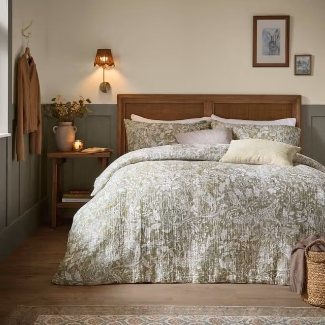 Voyage Maison Cademuir Reversible Cotton Muslin Duvet Cover Set, Green, W/D/H: 230 x 180 x 230 cm