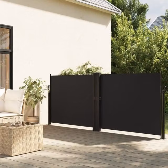 Berkfield Home Retractable Side Awning in Black, W: 140 cm, L: 1000 cm