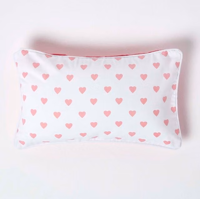 Homescapes Cotton Stars Cushion Cover, Pink and White, W/H: 50 x 50 cm