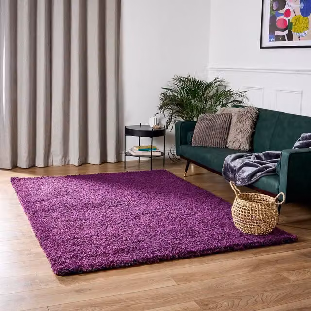 Bravich California Shaggy Rug in Purple, W: 200 cm, D: 140 cm