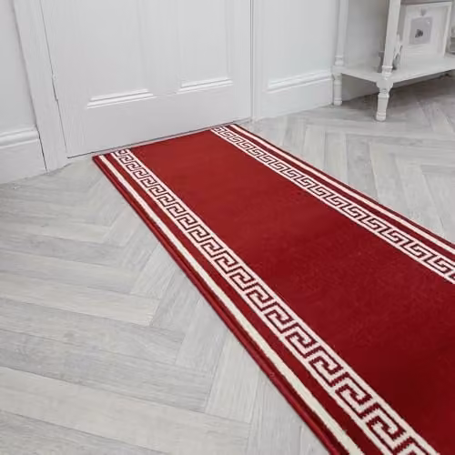 runrug Red Key Hallway Runner Rug, Stain-Resistant and UV-Resistant Polypropylene Carpet, W: 70 cm, L: 180 cm