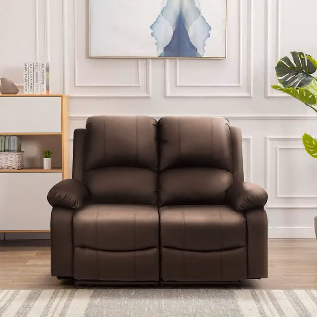 Comfy Living Modern Brown Leather Reclining Sofa Set Including 3-Seater, 2-Seater and Armchair