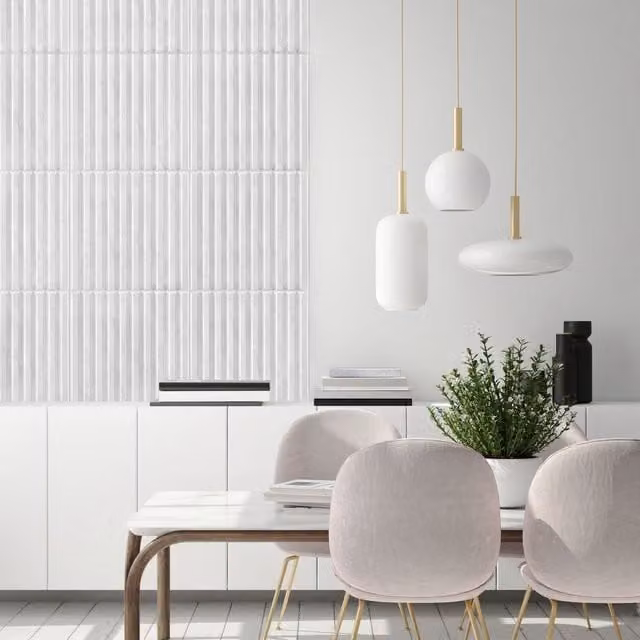 NOVECRAFTO 3D Fluted Line PVC Wall Panels in Grey and Silver, W: 50 cm, H: 50 cm