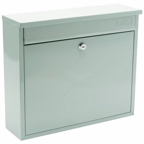 Burg-Wächter MB02CG Elegance Wall Mounted Lockable Weatherproof Post Box, Galvanised Steel, Green, W: 36 cm, H: 31 cm, D: 10 cm