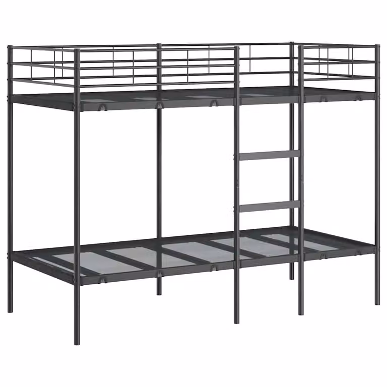 Berkfield Home Metal Single Bunk Bed in Black, W/D/H: 90 x 190 cm