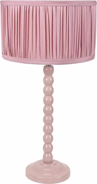 Bobbins Table Lamp with Ruched Pleated Drum Shade in Blush Pink