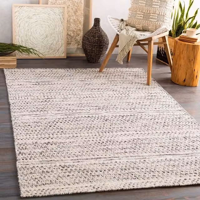 Livabliss Mardin Hand Woven Modern Wool Rug in Black and Beige, W: 150 cm, L: 230 cm