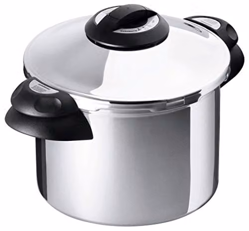 Kuhn Rikon Duromatic Top Stainless Steel Pressure Cooker with Side Grips, Silver, 8 l