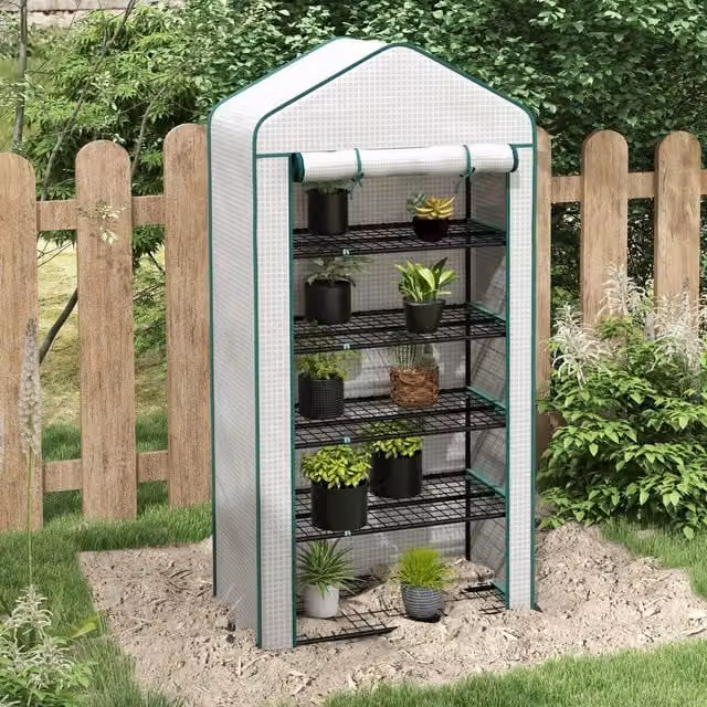 OUTSUNNY 5 Tier Widened Mini Freestanding Greenhouse in White, H x W x D: 193 x 90 x 49 cm