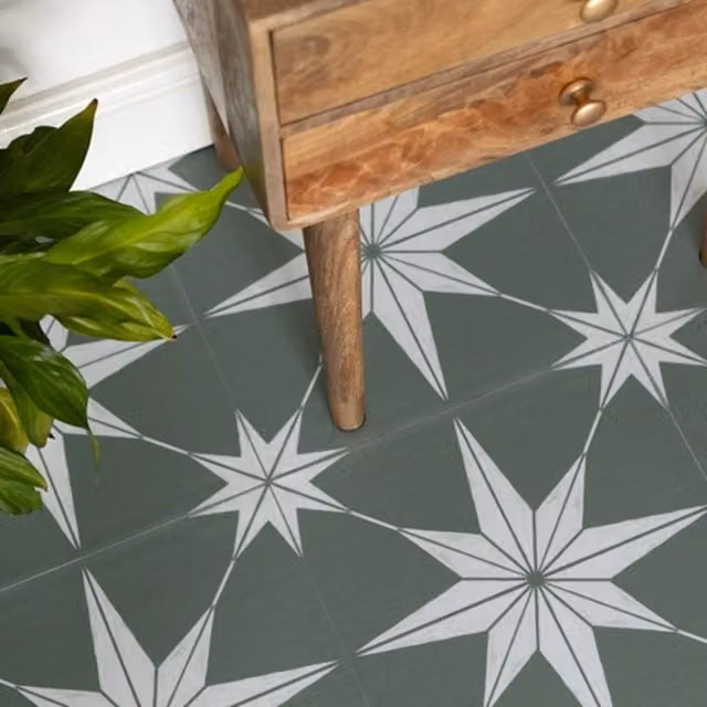 Quadrostyle Astra Olive Green Adhesive Wall and Floor Tile Vinyl Stickers, Pack of 4, W/D/H: 30 x 30 x 0.36 cm