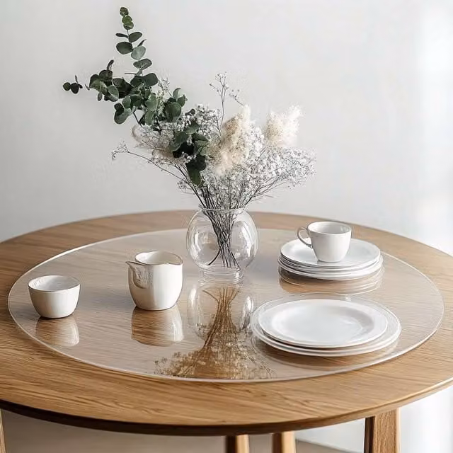 Nicoman Transparent Round PVC Tablecloth, Diameter: 100 cm