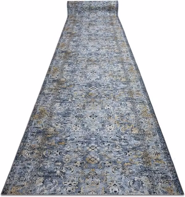 RugsX Anti-Slip Lotus Runner in Grey, W/L: 120 x 470 cm