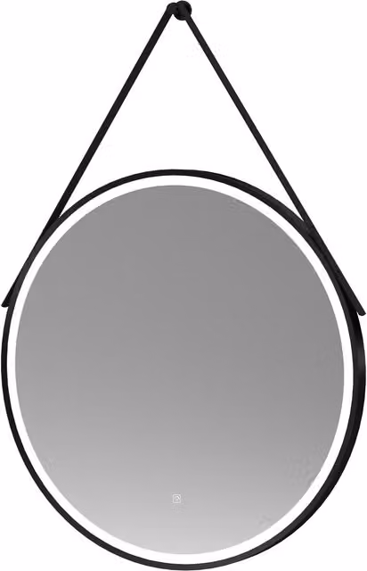 Balterley Round LED Touch Sensor Mirror with Demister Strap in Matt Black, Width: 80 cm